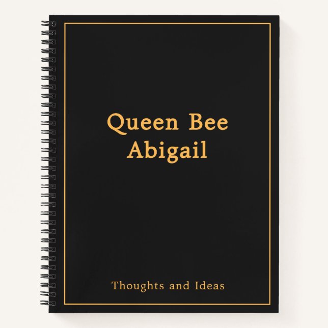 Cuaderno Queen Bee [Nombre] Negro y Amarillo (Anverso)