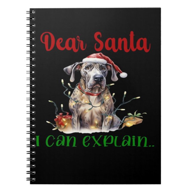 Cuaderno Querido Santa Puedo Explicar Great Dane Camiseta E (Frente)