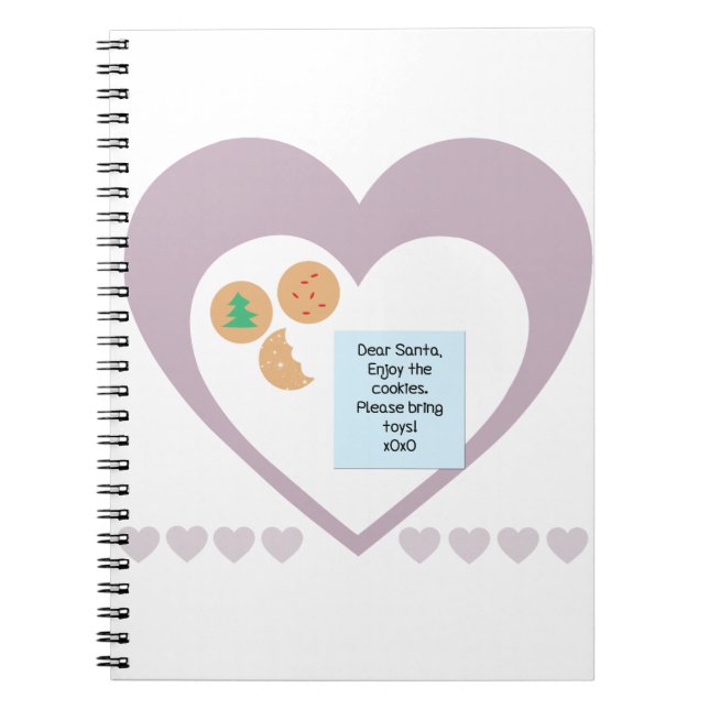 Cuaderno Queridos Santa Cookies Traen Juguetes Corazón Púrp (Frente)