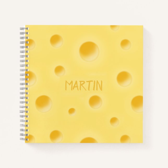 Cuaderno Queso suizo Holey personalizado amarillo cursi (Anverso)