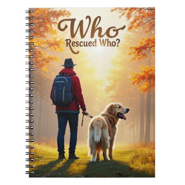 Cuaderno Quién Rescató a Quién - Hombre y golden retriever  (Frente)