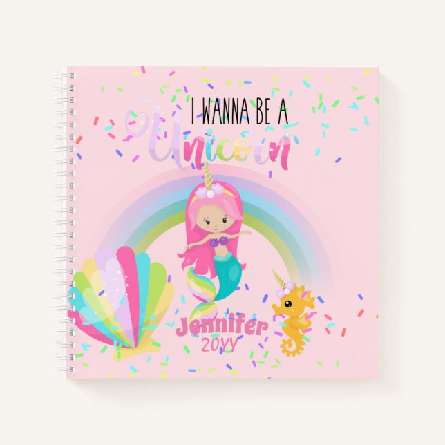 Cuaderno Quiero Ser Una Sirenita De Oro Rosa De Unicornio (Anverso)