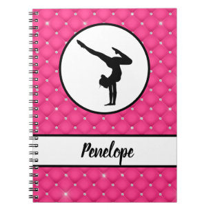 Cuaderno Quilted Hot Pink Faux Rhinestone Handstand