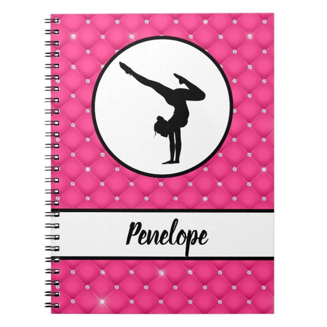 Cuaderno Quilted Hot Pink Faux Rhinestone Handstand   (Frente)