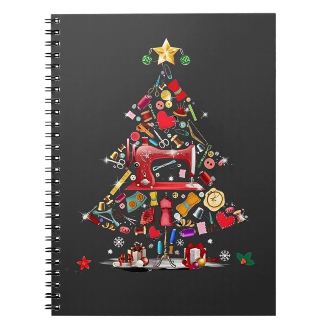 Cuaderno Quilter Feliz Navidad Árbol de Patchwork Bloque de (Frente)