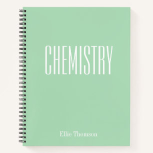 Cuaderno Química de materia escolar personalizada verde lin