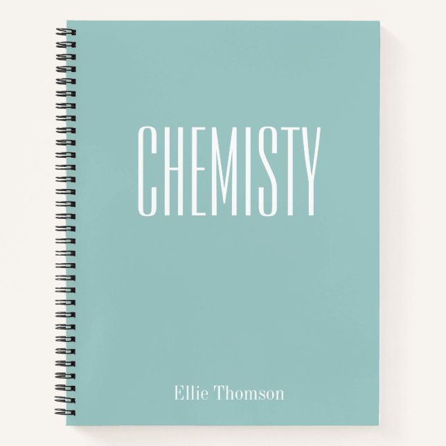 Cuaderno Química en blanco y papel en blanco Aqua Blue Name (Anverso)
