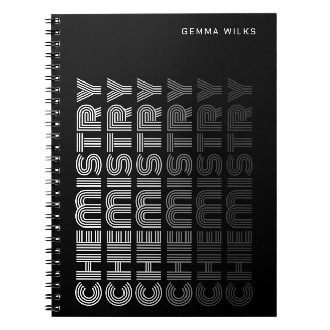 Cuaderno Química Moderna y Elegante Asunto Editable Negro (Frente)