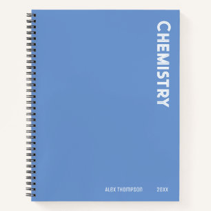 Cuaderno Química monogramada con nombre y azul sujeto