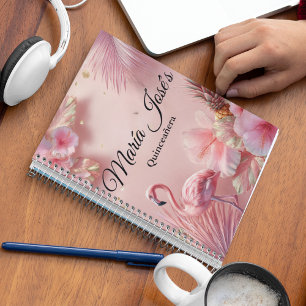 Cuaderno Quinceañera Flamenco Tropical, personalizado