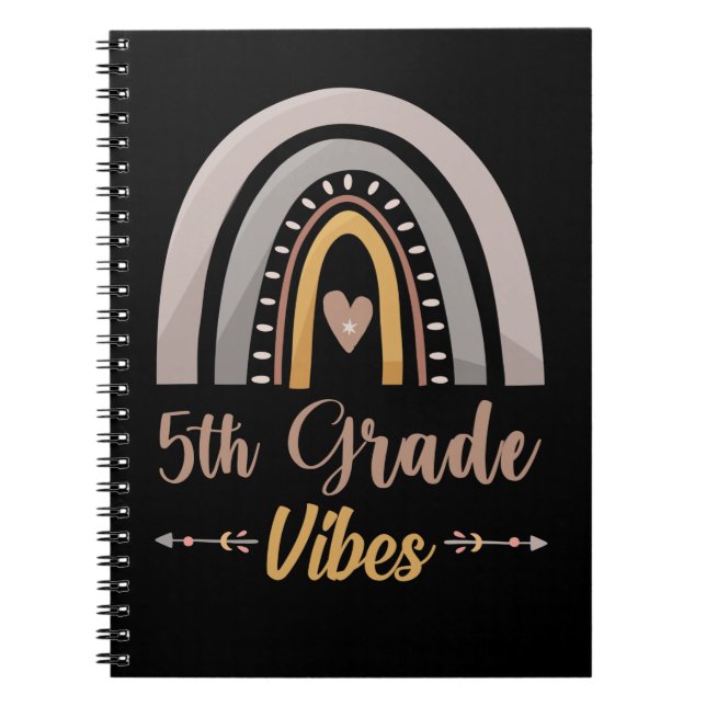 Cuaderno Quinto grado de calidad vibes arco iris de vuelta  (Frente)