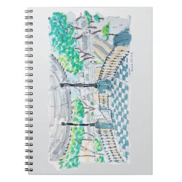 Cuaderno Quiosco de damero vista al parque