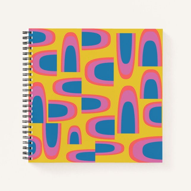 Cuaderno Quirky abstracto de formas geométricas en amarillo (Anverso)