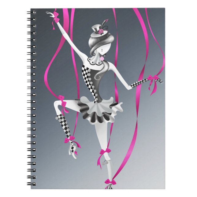 Cuaderno Quirky Ballerina Puppet Pink Ribbons (Frente)
