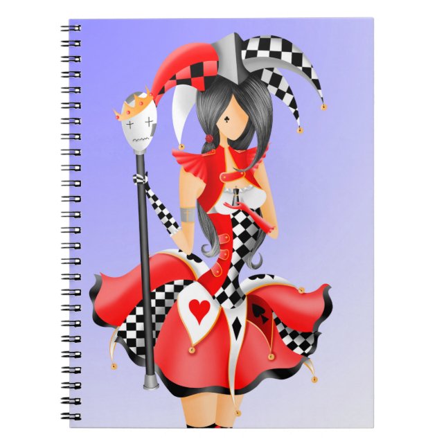Cuaderno Quirky Jester y Marioneta Rey Azul Rojo (Frente)