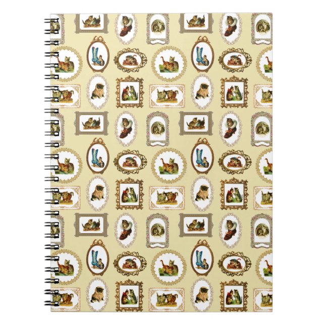 Cuaderno Quirky Vintage Fraude Patrón De Gatos (Frente)