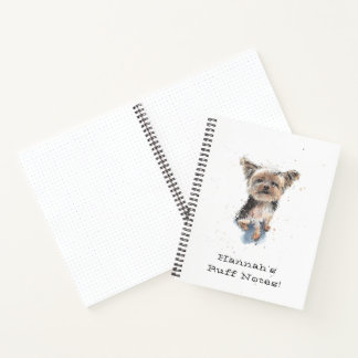 Cuaderno Quirky Yorkshire Terrier Dog Watercolor Art Yorkie