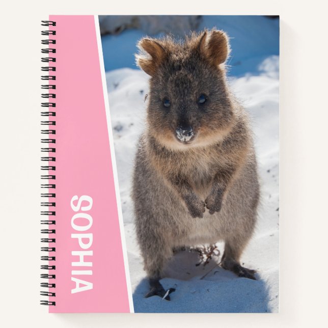 Cuaderno Quokka on the Beach Australia, Pink Accent Girls (Anverso)