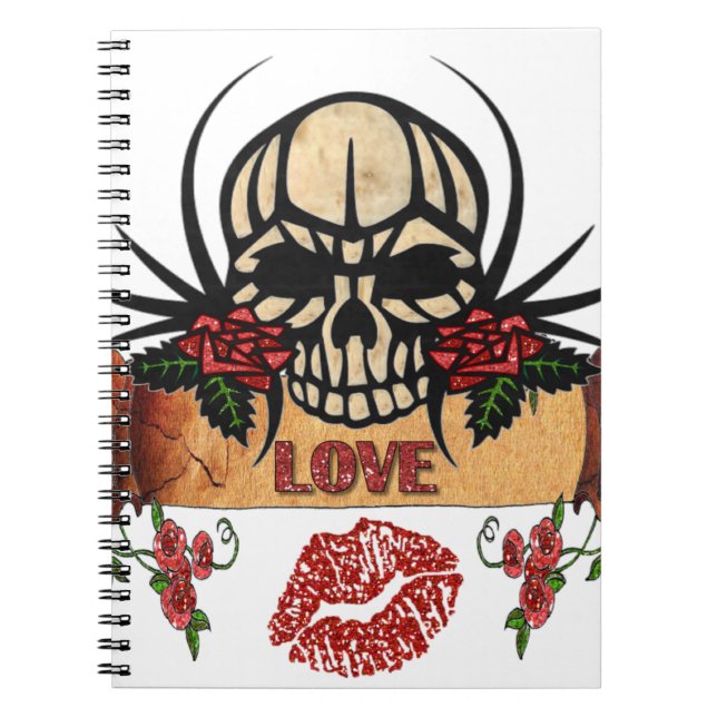Cuaderno RAB Rockabilly Skull Rosas Aman Lipstick (Frente)