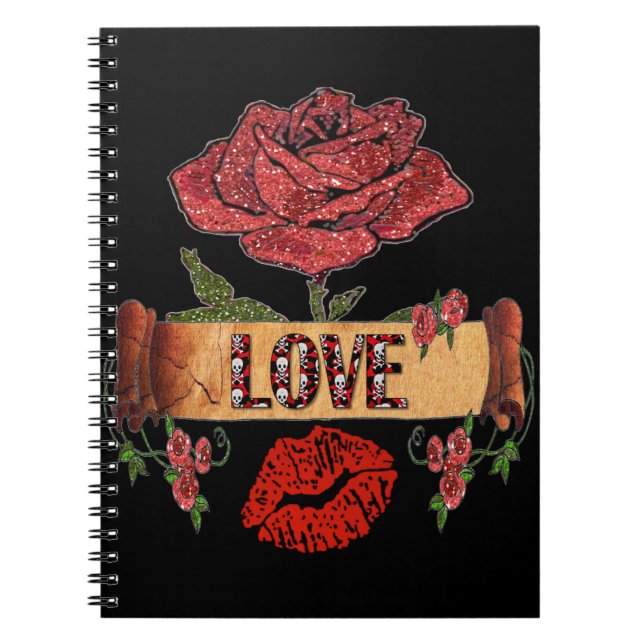 Cuaderno RAB Rockabilly Valentine Rosas, Love & Lipstick (Frente)