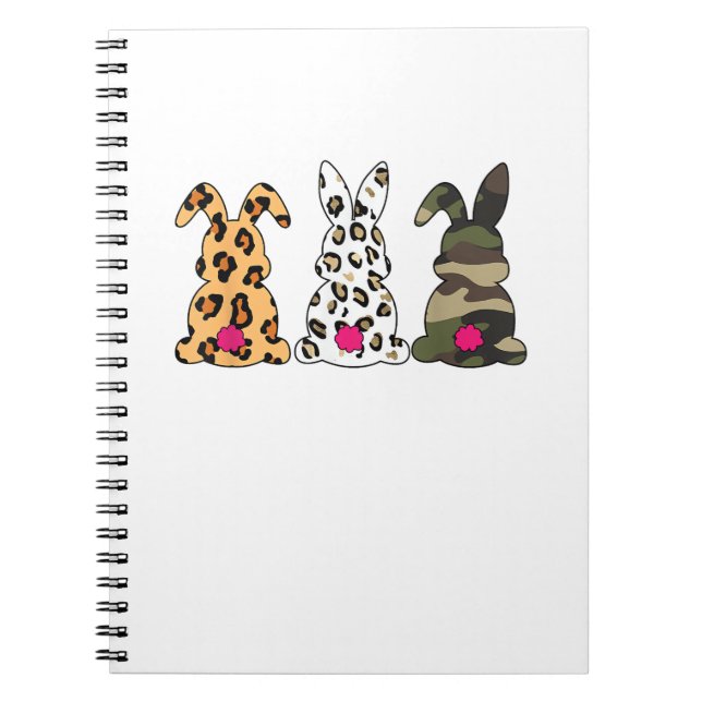 Cuaderno Rabbits Bunnies Leopard Camouflage Feliz Pascua Da (Frente)