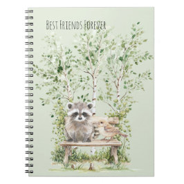 Cuaderno Raccoon Bird Bench Best Friends Forever Birch Tree