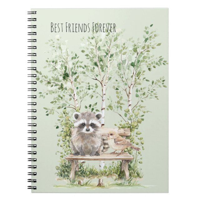 Cuaderno Raccoon Bird Bench Best Friends Forever Birch Tree (Frente)