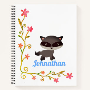 Cuaderno Raccoon con flores