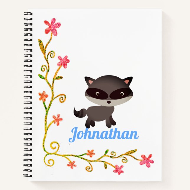Cuaderno Raccoon con flores (Anverso)