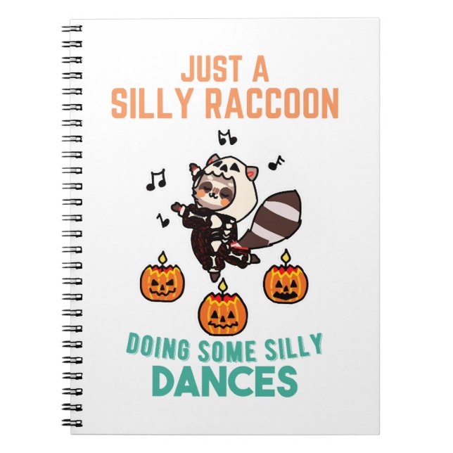 Cuaderno Raccoon Dancing Halloween Fiesta de calabaza (Frente)