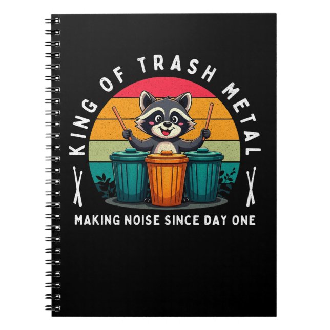 Cuaderno Raccoon Drummer del rey de la basura Metalizado de (Frente)
