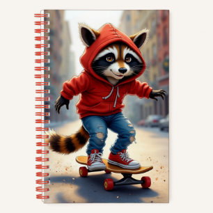 Cuaderno Raccoon en Skateboard, autora Natasha Us