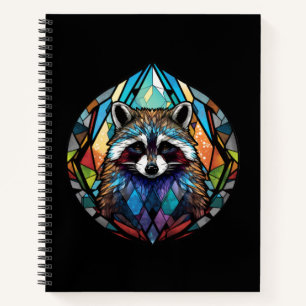 Cuaderno Raccoon Retrato Animal Cristal Manchado Arte de Vi