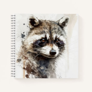 Cuaderno Raccoon Retrato Animal Pintura de vida silvestre a