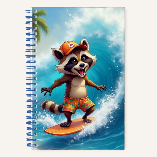 Cuaderno Raccoon Surfer, autora Natasha Us (Anverso)