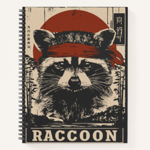 Cuaderno Raccoon táctico en la cabeza de vintage