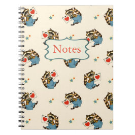 Cuaderno Raccoon Valentine retro con carta de amor