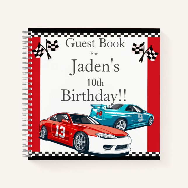 Cuaderno Race Car Birday Guest Book (Anverso)