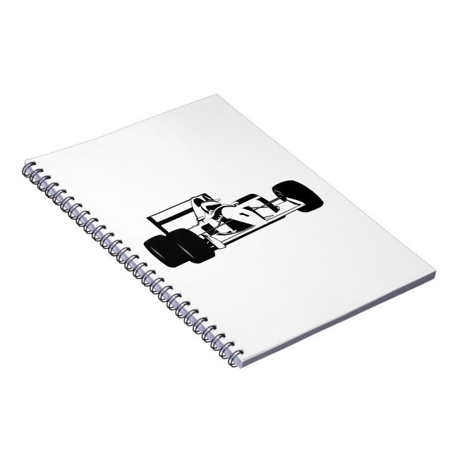 Cuaderno Race Car Silhouette blanco y negro (Lado Derecho)