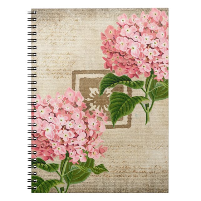 Cuaderno Racimos de Hortensias Rosadas II (Frente)