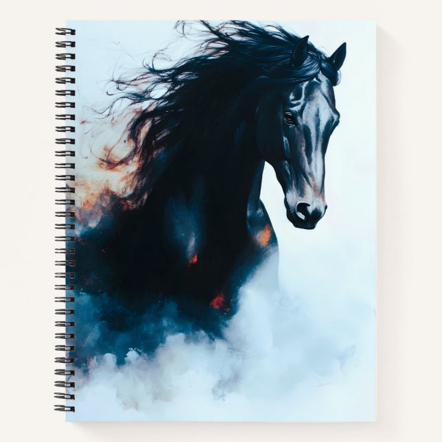 Cuaderno  Racing Black Horse Portrait Minimalist (Anverso)