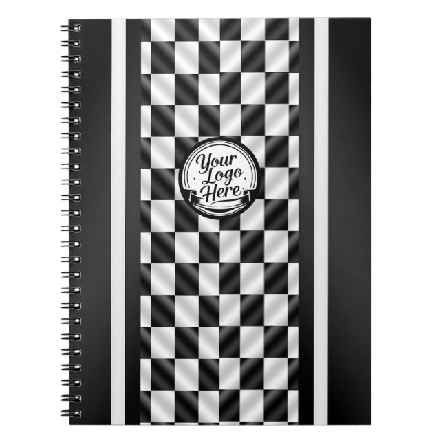 Cuaderno Racing Checkered Black White Sport Logo (Frente)
