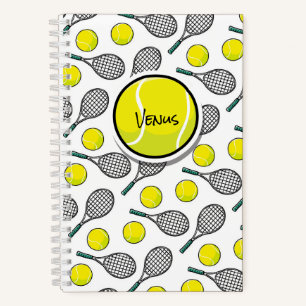 Cuaderno Racquet de bolas de tenis NOMBRE blanco amarillo