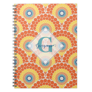 Cuaderno Radiante de verano egeo monogramada Art Deco Manda