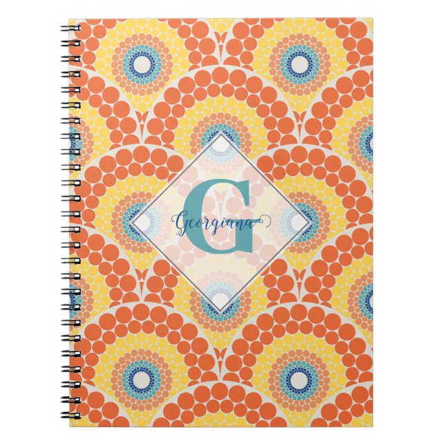 Cuaderno Radiante de verano egeo monogramada Art Deco Manda (Frente)