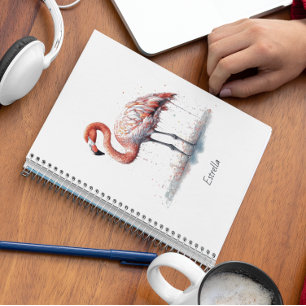 Cuaderno Radio Flamingo: acuarela tropical