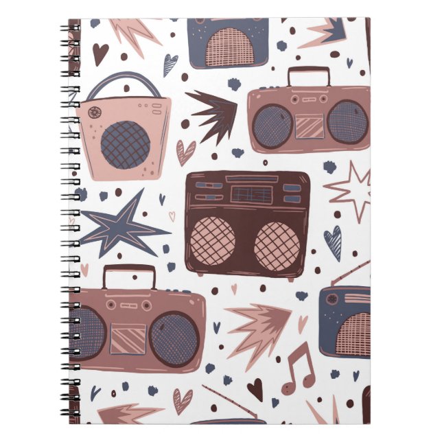 Cuaderno Radios antiguas y grabadores de cinta. Mano sin co (Frente)