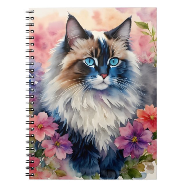 Cuaderno Ragdoll Cat Floral Retrato (Frente)