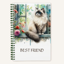 Ragdoll Gato de color beige en la ventana acuarela