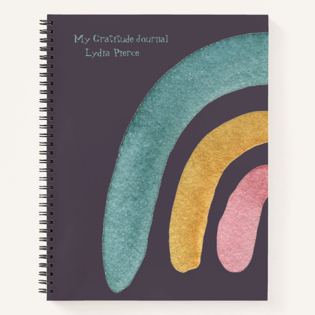 Cuaderno Rainbow Gratitude Journal Verde azulado Pink Gold  (Anverso)